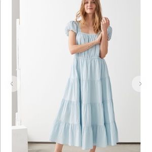 &other stories voluminous open back tier dress